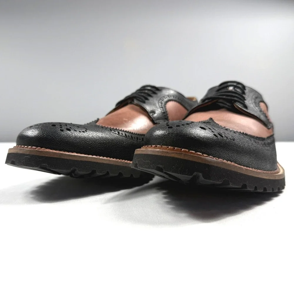 Marc‎ Joseph New York Mens Black Brown Leather Wingtip Lug Sole Oxfords 79018 9